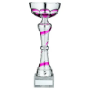 SILVER/PINK TROPHY CUP WITH PLATE - 12.5in