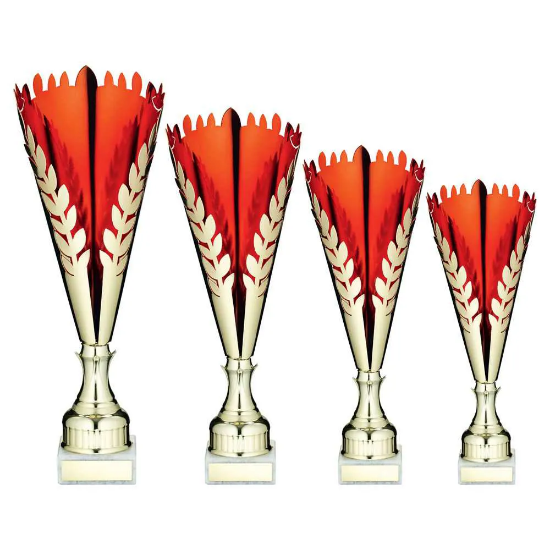 GOLD/ METAL WREATH TROPHY CUP WITH PLATE