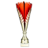 GOLD/RED METAL WREATH TROPHY CUP WITH PLATE - 17.5in