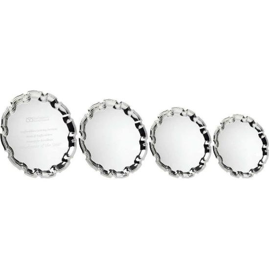 SILVER PLATED IRON SALVER...CHIPPENDALE EDGE