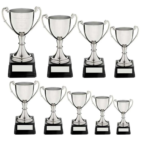 NICKEL PLATED CUP ON HEAVYWEIGHT BASE WITH PLATE