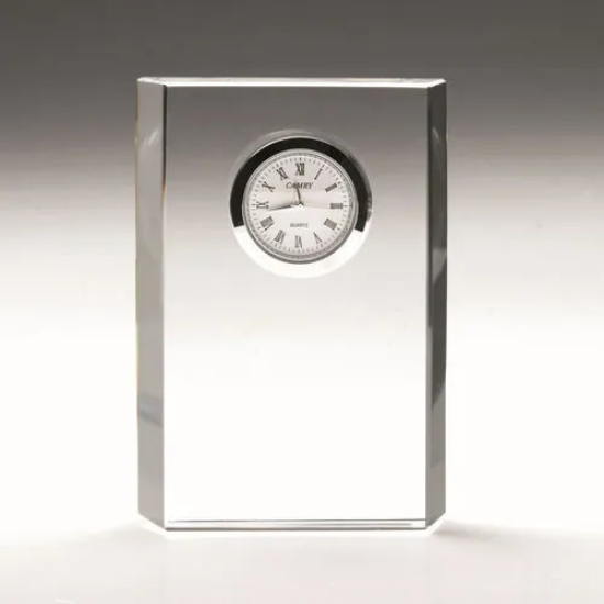 CLEAR GLASS RECTANGLE CLOCK (22mm THICK) -     4.75in