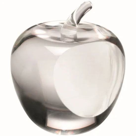 CLEAR GLASS APPLE PAPERWEIGHT WITH PRESENTATION CASE - 3.5in