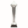 CLEAR GLASS PENTAGON COLUMN ON BASE - 16.75in