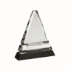 CLEAR GLASS PYRAMID ON BLACK BASE - 7.75in
