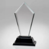 CLEAR GLASS TALL ARROW PLAQUE ON BLACK BASE  (12mm THICK) - 14in