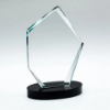 CLEAR GLASS OFFSET DIAMOND PLAQUE ON BLACK BASE (15mm THICK) - 8.5in