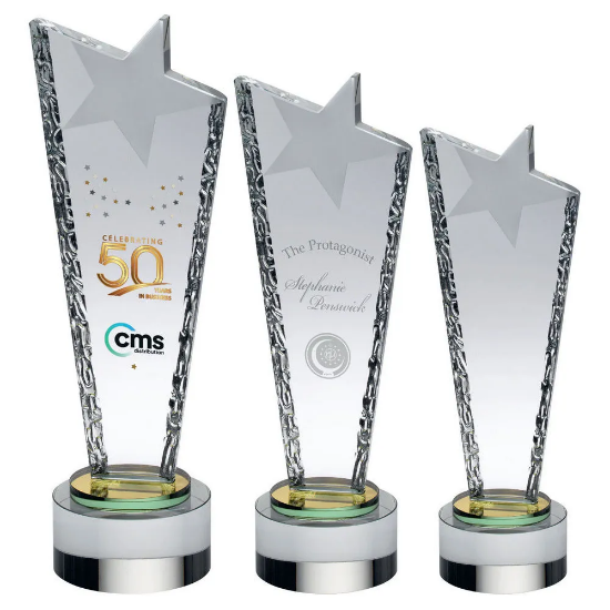 CLEAR FROSTED STAR COLUMN WITH  COLLAR (15mm THICK)