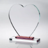 CLEAR GLASS HEART WITH RED STEPPED BASE (10mm THICK) - 8in