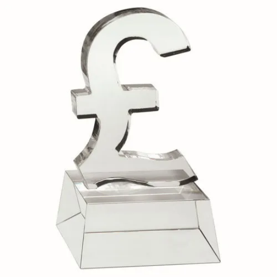 CLEAR GLASS POUND SIGN ON BASE - 4.75in