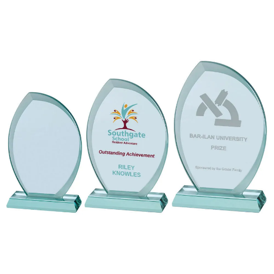 JADE GLASS PLAQUE WITH FROSTED EDGES (15mm THICK)