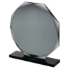 SMOKED BLACK GLASS OCTAGON PLAQUE (10mm THICK) - 5.75in