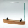 CLEAR GLASS 10mm RECTANGLE ON LIGHT WOOD BASE - (GLASS 6.75 x 8.25") 8 x 9in