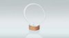 CLEAR GLASS CIRCLE ON LIGHT WOOD BASE (10mm THICK) - 8in