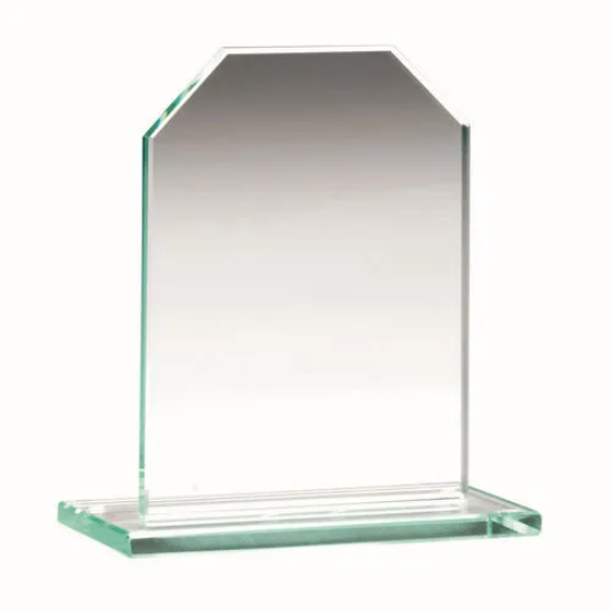 JADE GLASS CHAMFERED RECTANGLE PLAQUE (6mm THICK) - 3.75in