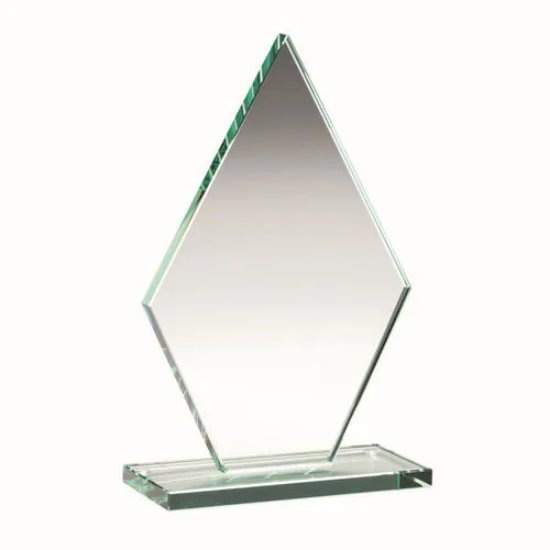 JADE GLASS TALL DIAMOND PLAQUE (10mm THICK) - 7in