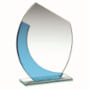 JADE/BLUE GLASS OVAL PLAQUE WITH ANGLED TOP - (4mm THICK) 5.5in
