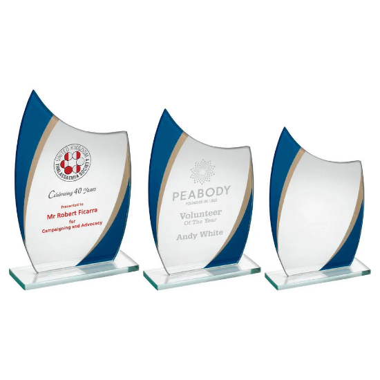 JADE GLASS CURVED PLAQUE WITH /GOLD HIGHLIGHTS (4mm THICK)