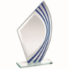 JADE GLASS SAIL PLAQUE WITH BLUE/SILV HIGHLIGHTS (4mm THICK) - 8in