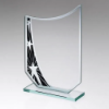 JADE GLASS CURVED PLAQUE WITH BLACK/SILVER STAR DESIGN (4mm THICK) - 8in