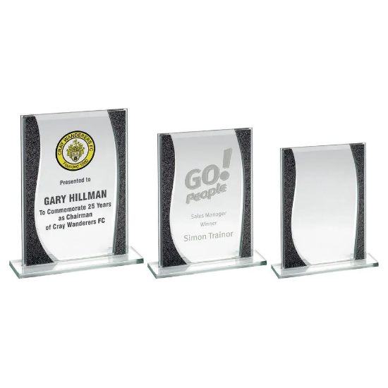 JADE GLASS RECTANGLE PLAQUE WITH SILVER HIGHLIGHTS