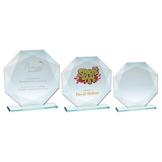 JADE GLASS OCTAGON + SILVER LINED EDGES (4mm THICK)