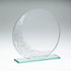 JADE GLASS ROUND PLAQUE WITH SILV DETAIL (4mm THICK) - 6.25in
