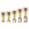 GOLD PLASTIC HOLDER ON CREAM MARBLE TROPHY (1in & 2in/RD)