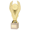 GOLD PLASTIC HOLDER ON CREAM MARBLE TROPHY (1in & 2in/RD) - 10in