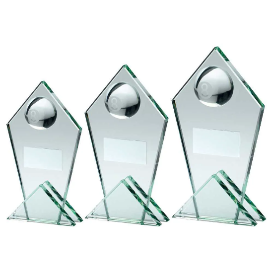 JADE GLASS POINTED PLAQUE WITH HALF POOL BALL AND PLATE