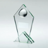 JADE GLASS POINTED PLAQUE WITH HALF POOL BALL AND PLATE - 8.5in