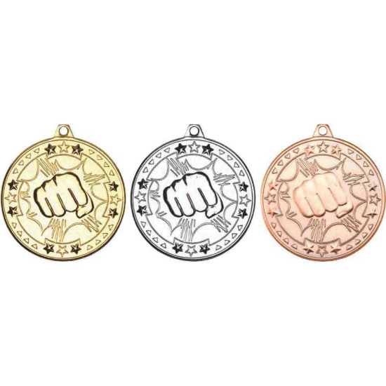 MARTIAL ARTS TRI STAR MEDAL SILVER