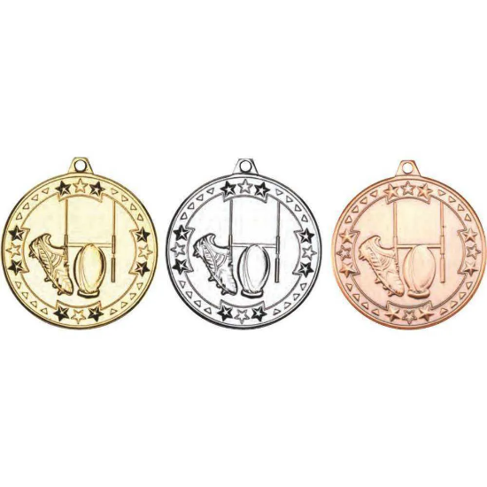 RUGBY TRI STAR MEDAL SILVER