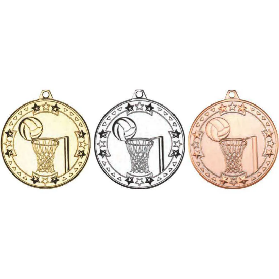 NETBALL TRI STAR MEDAL SILVER