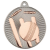 CRICKET TWO COLOUR MEDAL MATT SILVER/BRONZE - 2in
