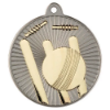 CRICKET TWO COLOUR MEDAL MATT SILVER/GOLD - 2in