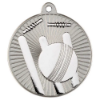 CRICKET TWO COLOUR MEDAL MATT SILVER/SILVER - 2in