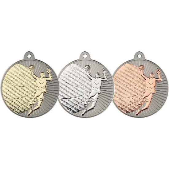 BASKETBALL TWO COLOUR MEDAL MATT SILVER/SILVER