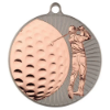 LARGE GOLF TWO COLOUR MEDAL MATT SILVER/BRONZE - 2.75in