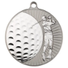 LARGE GOLF TWO COLOUR MEDAL MATT SILVER/SILVER - 2.75in
