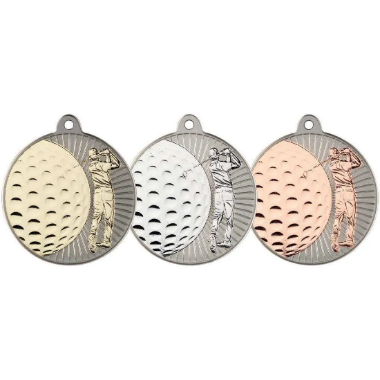GOLF TWO COLOUR MEDAL MATT SILVER/SILVER