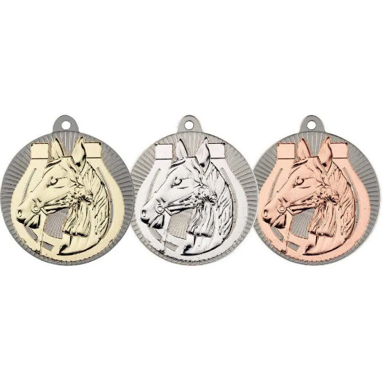 HORSE TWO COLOUR MEDAL MATT SILVER/SILVER