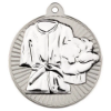 MARTIAL ARTS TWO COLOUR MEDAL MATT SILVER/SILVER - 2in