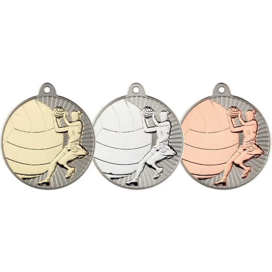 NETBALL TWO COLOUR MEDAL MATT SILVER/SILVER