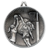 NETBALL DELUXE MEDAL ANTIQUE SILVER - 2.35in