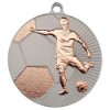 LARGE FOOTBALL TWO COLOUR MEDAL MATT SILVER/BRONZE - 2.75in