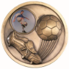 FOOTBALL AND BOOT MEDALLION (1in CENTRE) ANTIQUE GOLD - 2.75in