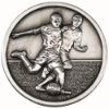 FOOTBALL PLAYERS MEDALLION ANTIQUE SILVER COLOUR - 2.75in