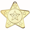 STAR SHAPED MEDAL WITH 5 MINI STARS (1in CENTRE) GOLD - 2in