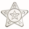 STAR SHAPED MEDAL WITH 5 MINI STARS (1in CENTRE) SILVER - 2in